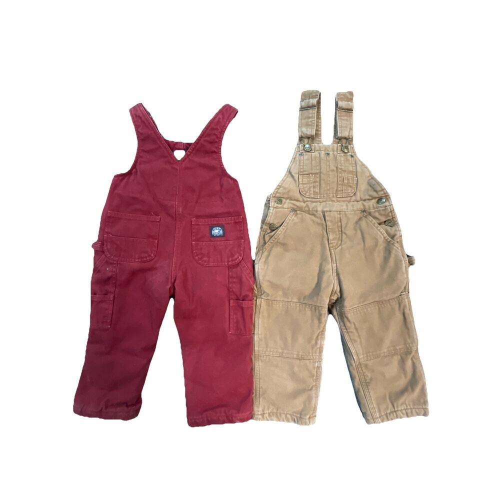 Polar King Overall Bibs‎ 2T LOT Duck Canvas Quilt Lined Insulated Double Knee